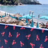 Serviette bleu marine langouste Microfibre