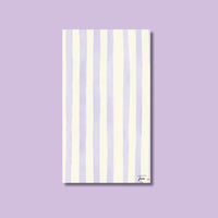Serviette de plage rayée violette et blanche Rachel – Microfibre