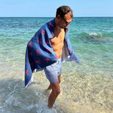 Serviette plage bleu marine homme
