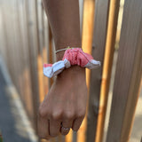 chouchou rayé corail et blanc Charlie microfibre