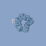 Chouchou bleu motif palmier vague microfibre éponge Tropesa