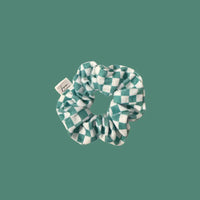 Chouchou damier blanc et vert microfibre éponge Tropesa