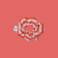 Chouchou rayé crème et corail microfibre éponge Tropesa