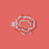 Chouchou rayé crème et corail microfibre éponge Tropesa