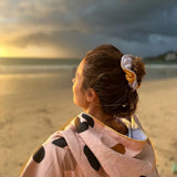 Poncho adulte beige léopard femme plage