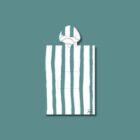 Poncho adulte rayé vert et blanc – séchage rapide