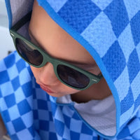 Poncho de plage damier bleu microfibre Tropesa