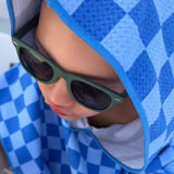 Poncho de plage damier bleu microfibre Tropesa