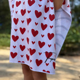 Poncho de plage enfant motifs coeurs rouges microfibre Tropesa