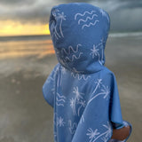 Poncho enfant bleu a capuche
