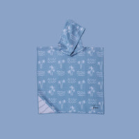 Poncho enfant bleu à motif palmier vague