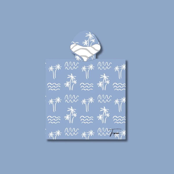 Poncho enfant bleu à motif