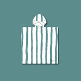 Poncho enfant rayé vert et blanc – léger & anti-sable