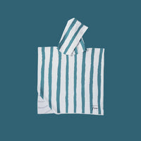 Poncho enfant rayé vert et blanc – léger & anti-sable