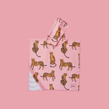Poncho enfant rose léopard