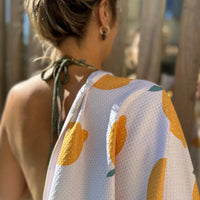 Serviette de plage citron Microfibre gaufrée antisable
