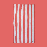 Serviette de plage corail rayé blanc Charlie
