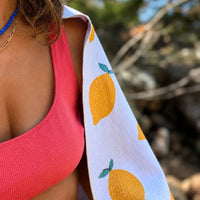 Serviette microfibre gaufrée motifs citrons ultra douce