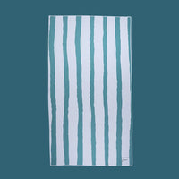 Serviette rayée verte et blanche Tom – Microfibre gaufrée antisable