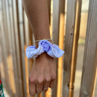 chouchou raye violet et blanc Rachel microfibre