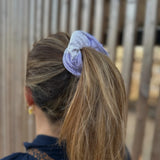 chouchou raye violet et blanc femme microfibre